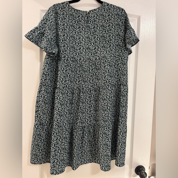 SHEIN Floral Babydoll Tiered Green Flowy Mini Dress - Picture 2 of 9